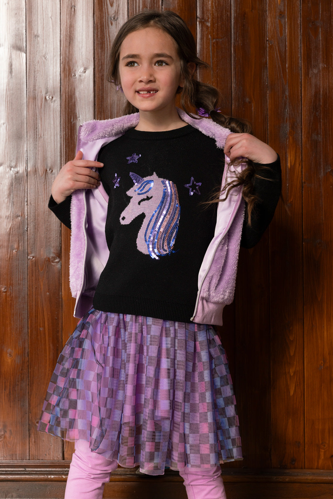 Organic Cotton Jersey T-Shirt Black And Mauve - J20L70_09990