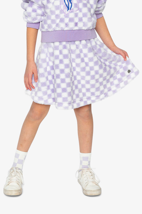 Faux Fur Skirt Lilac And White Tiles - J20L80_2J292