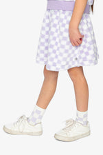 Faux Fur Skirt Lilac And White Tiles - J20L80_2J292