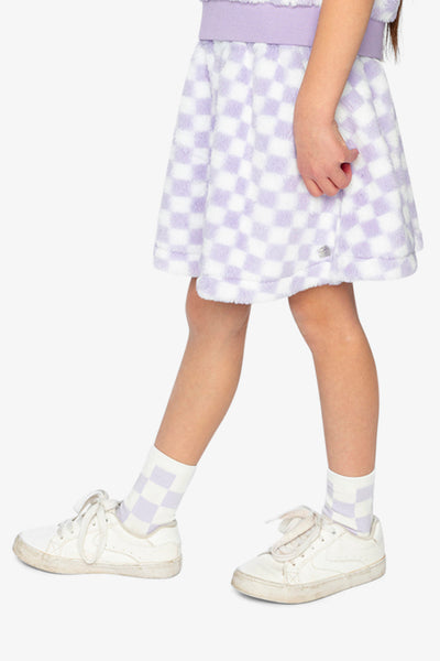 Faux Fur Skirt Lilac And White Tiles - J20L80_2J292