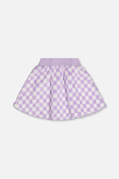 Faux Fur Skirt Lilac And White Tiles - J20L80_2J292