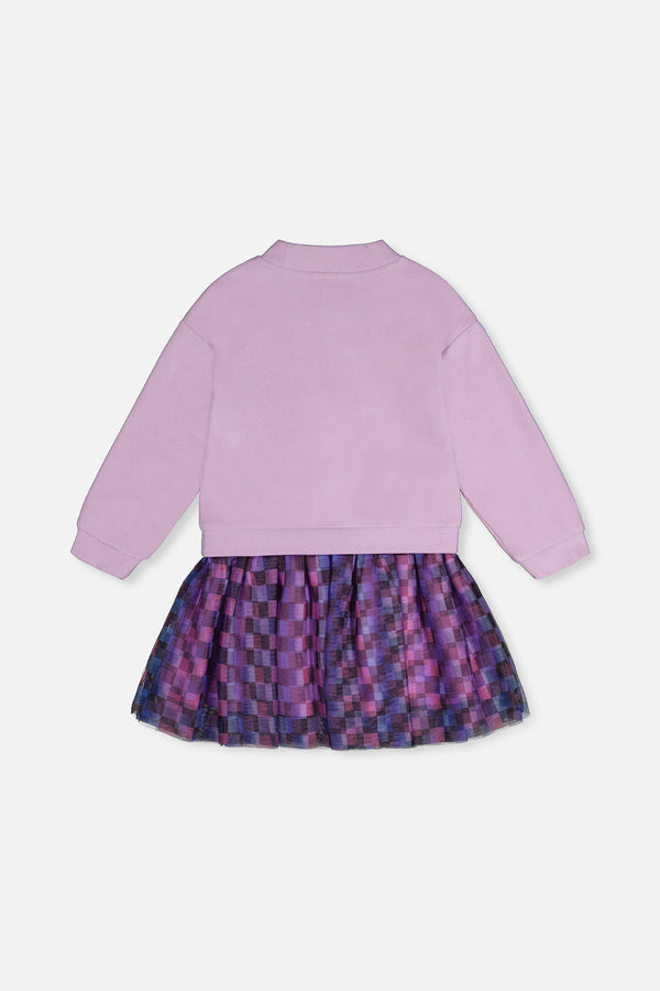 Bi-Material Dress Violet - J20L87_05150