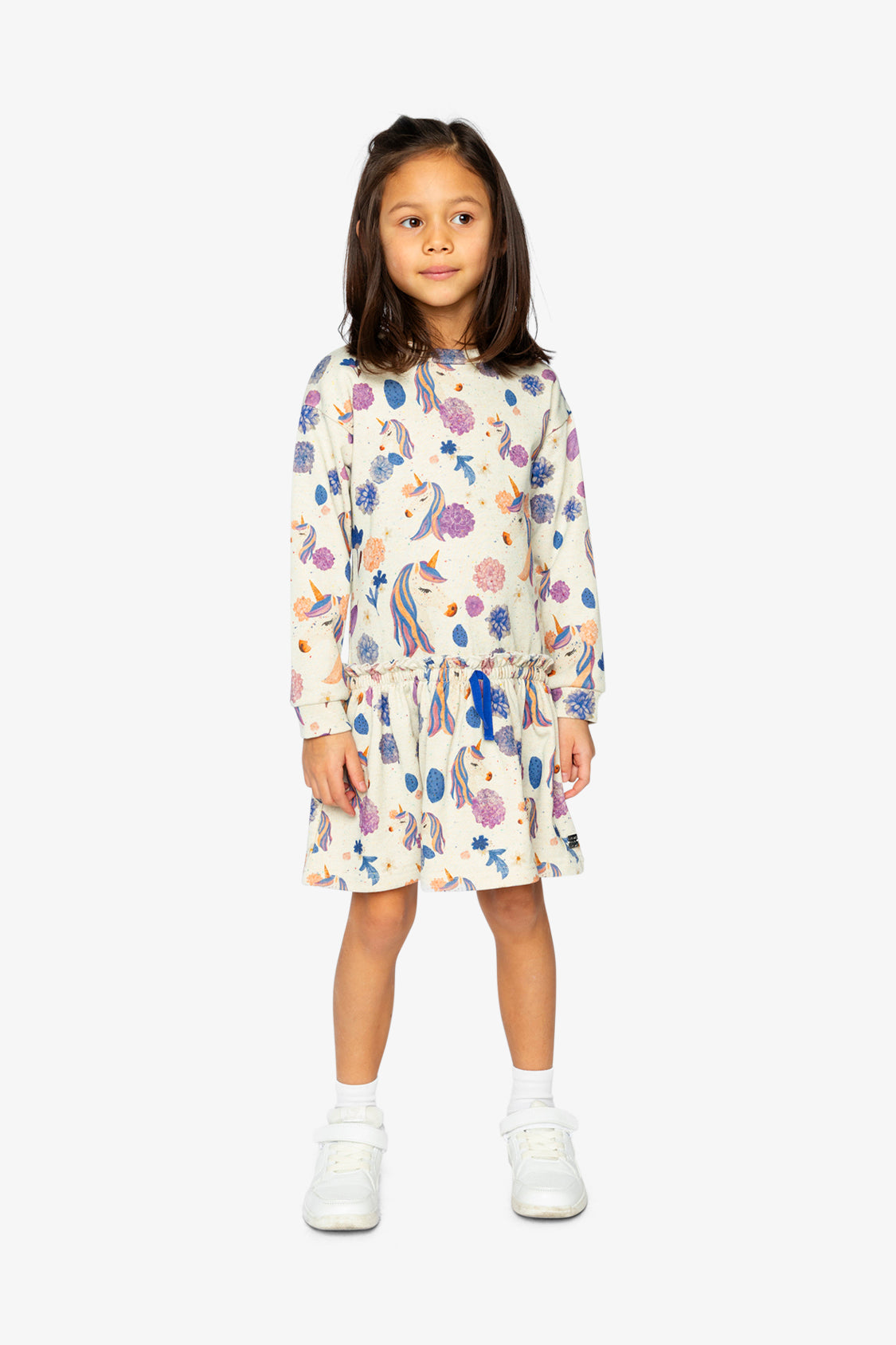 French Terry Dress Beige Unicorn Print - J20L88_2J290