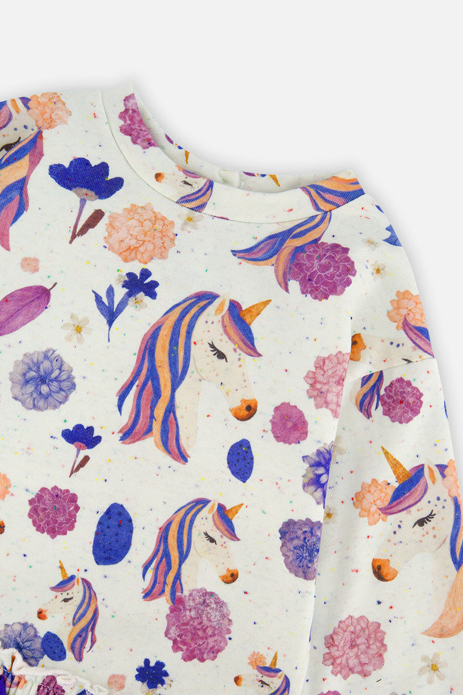 French Terry Dress Beige Unicorn Print - J20L88_2J290
