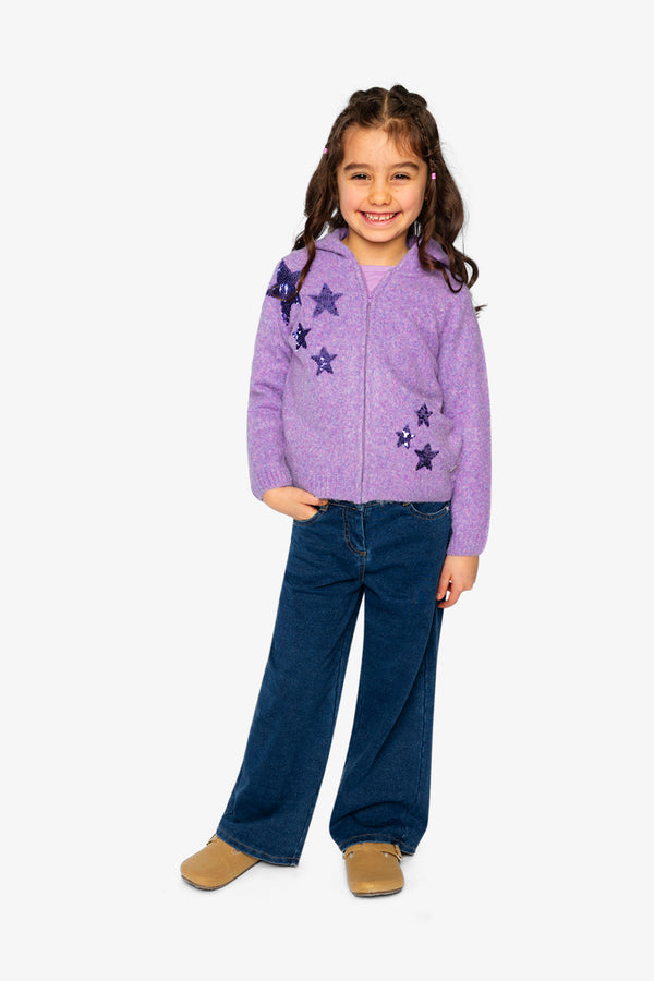 Hooded Knitted Cardigan Violet - J20LT31_05130