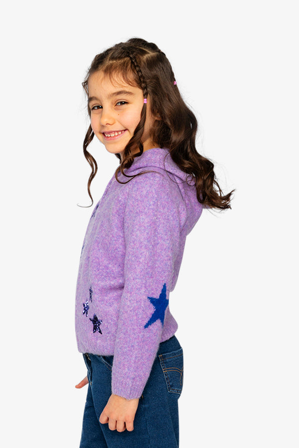 Hooded Knitted Cardigan Violet - J20LT31_05130