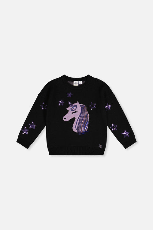 Knitted Sweater Black And Mauve - J20LT34_09990