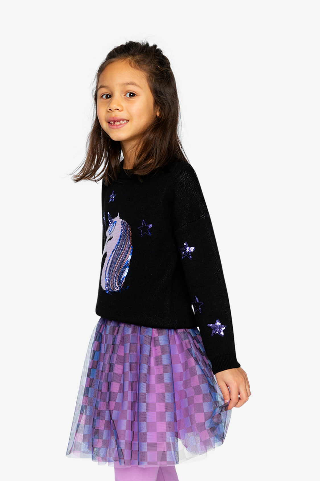 Knitted Sweater Black And Mauve - J20LT34_09990