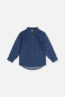 Chambray Shirt Blue Smiley Print - J20M15_2J315