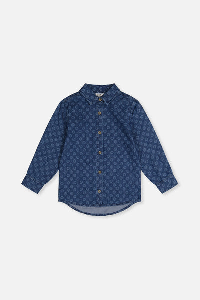 Chambray Shirt Blue Smiley Print - J20M15_2J315