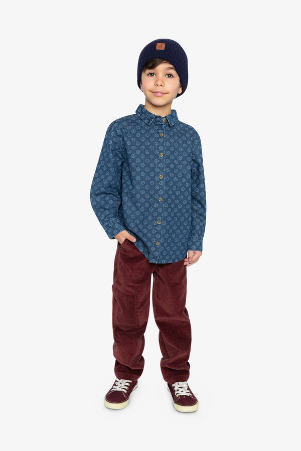Chambray Shirt Blue Smiley Print - J20M15_2J315
