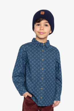 Chambray Shirt Blue Smiley Print - J20M15_2J315