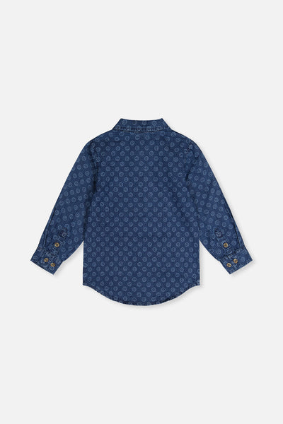 Chambray Shirt Blue Smiley Print - J20M15_2J315