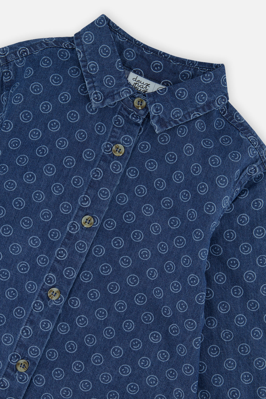 Chambray Shirt Blue Smiley Print - J20M15_2J315