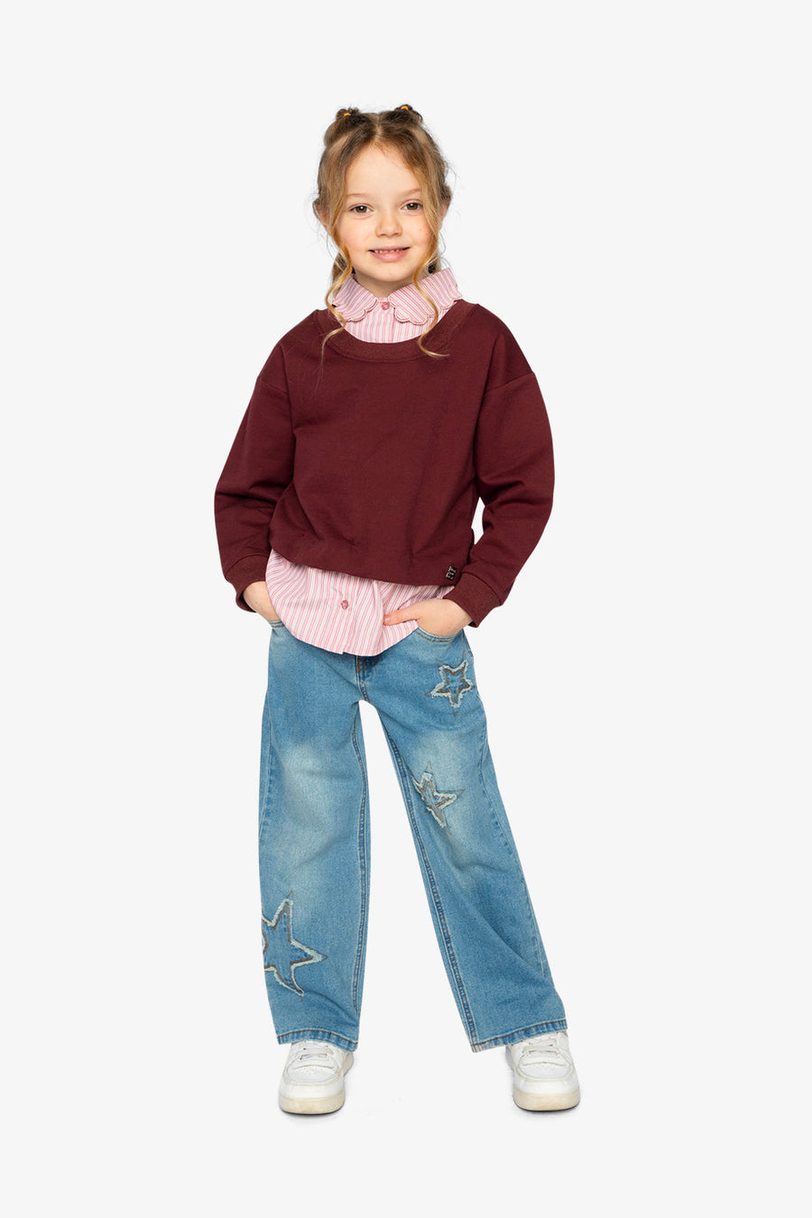 Fake Two Layer Sweater Reddish-Brown - J20M31_07001