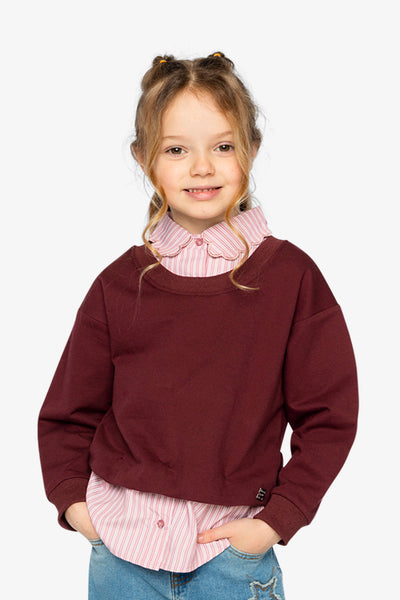 Fake Two Layer Sweater Reddish-Brown - J20M31_07001