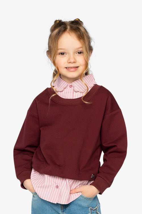 Fake Two Layer Sweater Reddish-Brown - J20M31_07001