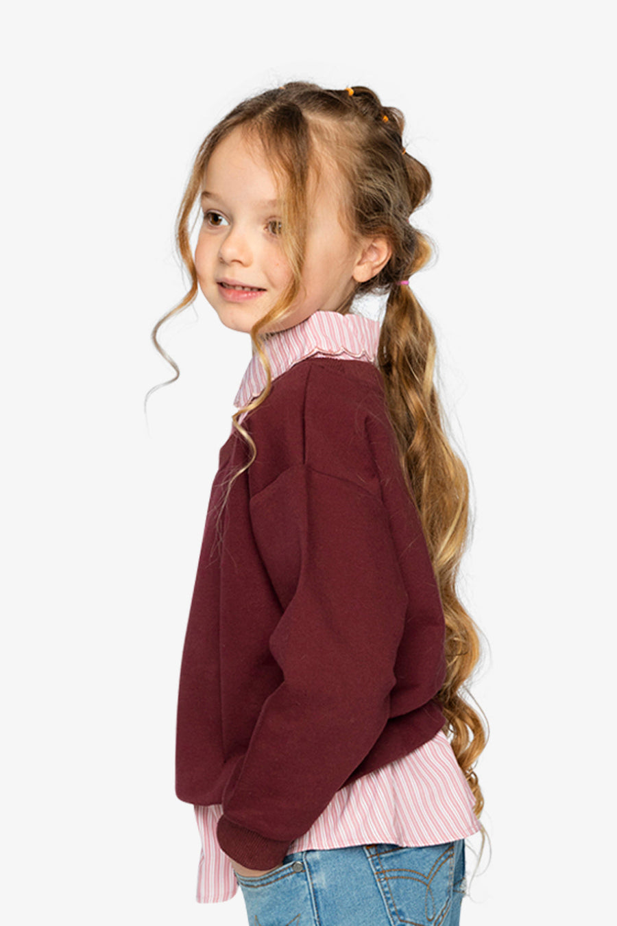 Fake Two Layer Sweater Reddish-Brown - J20M31_07001