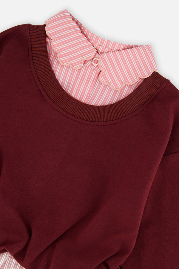 Fake Two Layer Sweater Reddish-Brown - J20M31_07001