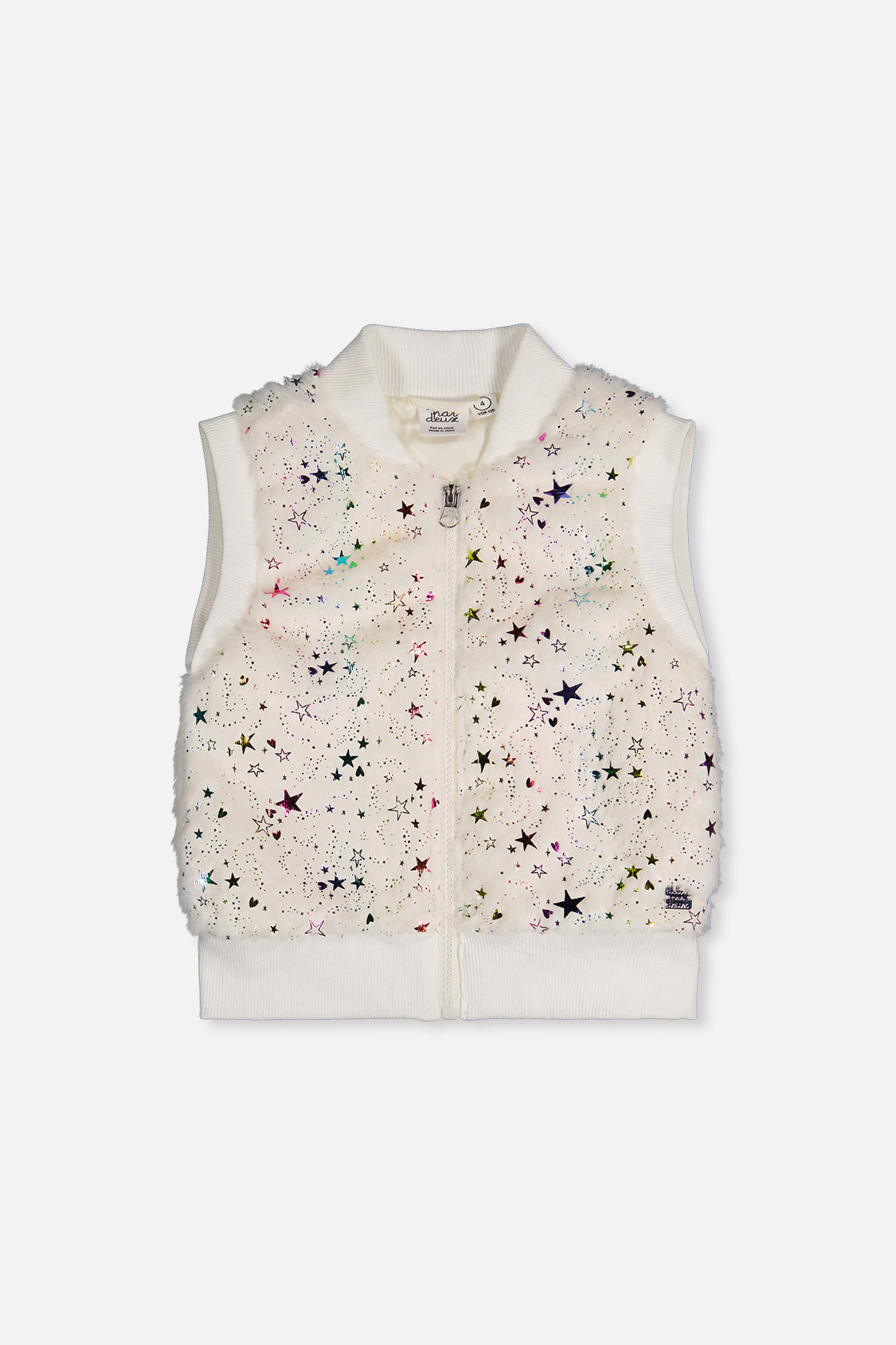 Faux Fur Sleeveless Vest Multicolored Star - J20M32_2J318