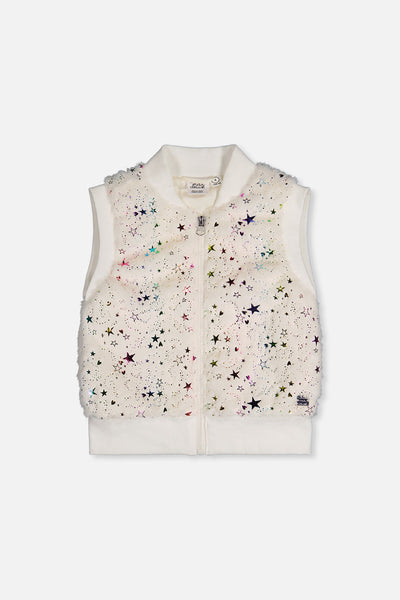 Faux Fur Sleeveless Vest Multicolored Star - J20M32_2J318