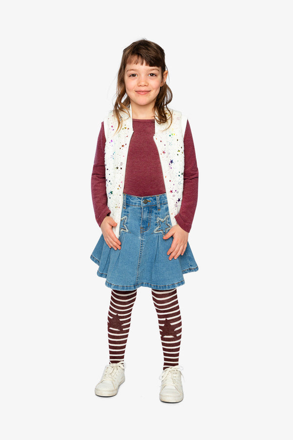 Faux Fur Sleeveless Vest Multicolored Star - J20M32_2J318