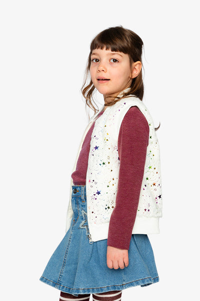 Faux Fur Sleeveless Vest Multicolored Star - J20M32_2J318