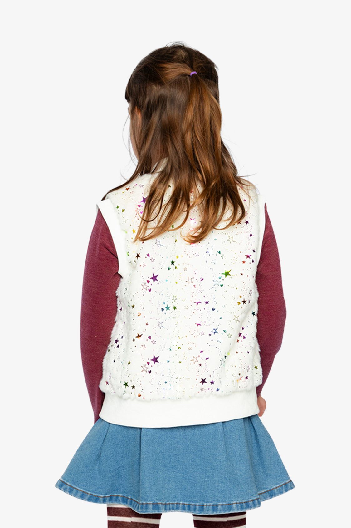 Faux Fur Sleeveless Vest Multicolored Star - J20M32_2J318