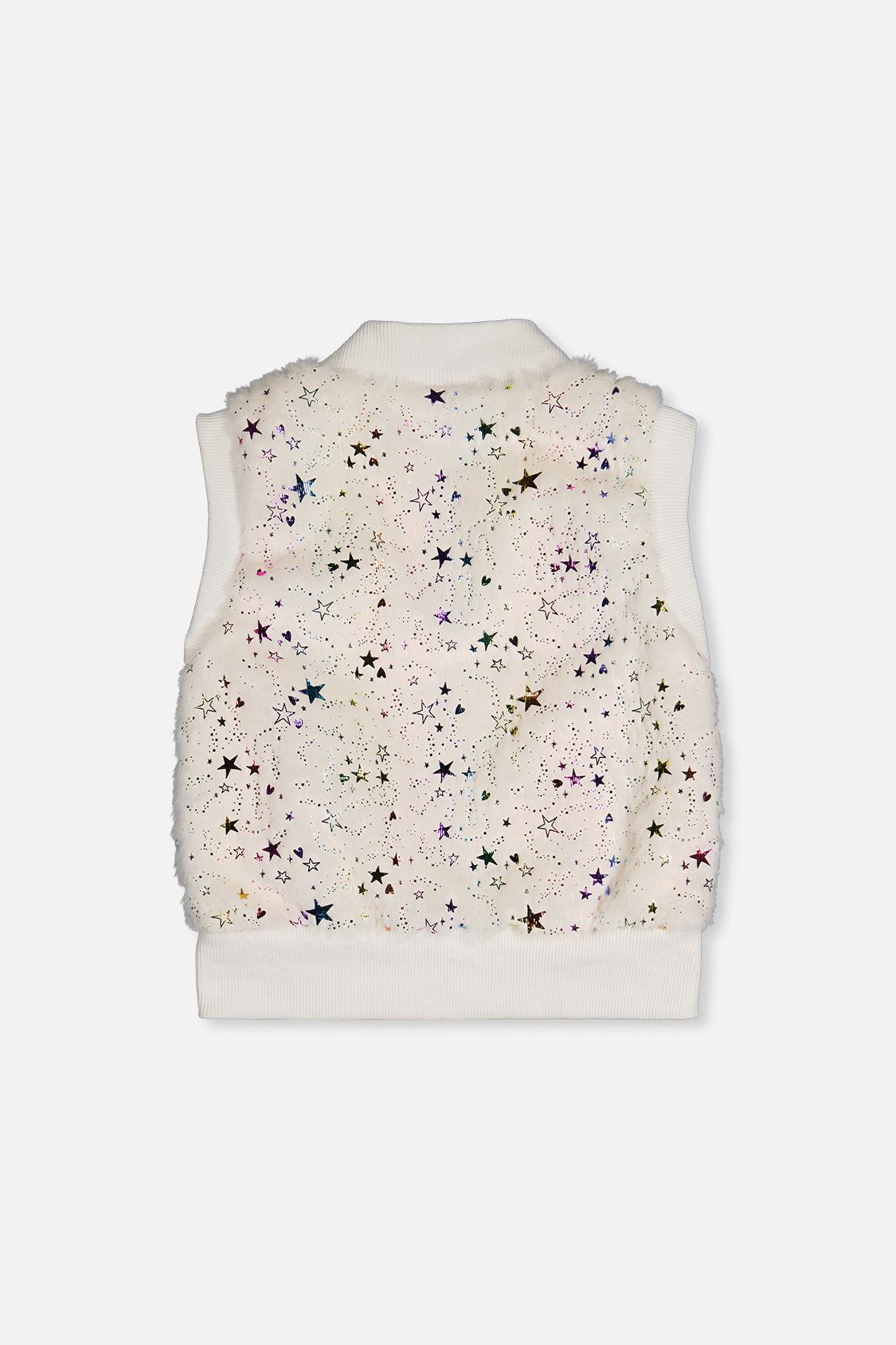Faux Fur Sleeveless Vest Multicolored Star - J20M32_2J318