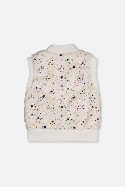 Faux Fur Sleeveless Vest Multicolored Star - J20M32_2J318