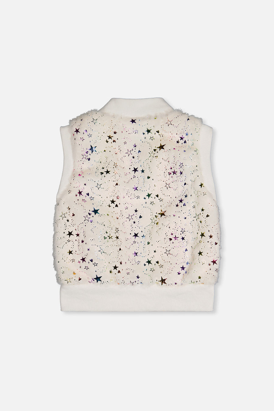 Faux Fur Sleeveless Vest Multicolored Star - J20M32_2J318