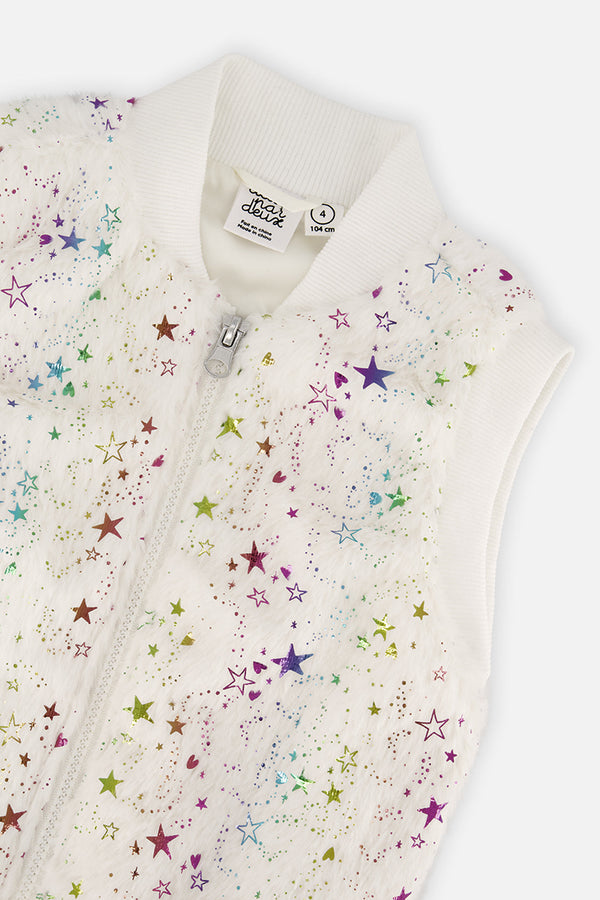 Faux Fur Sleeveless Vest Multicolored Star - J20M32_2J318