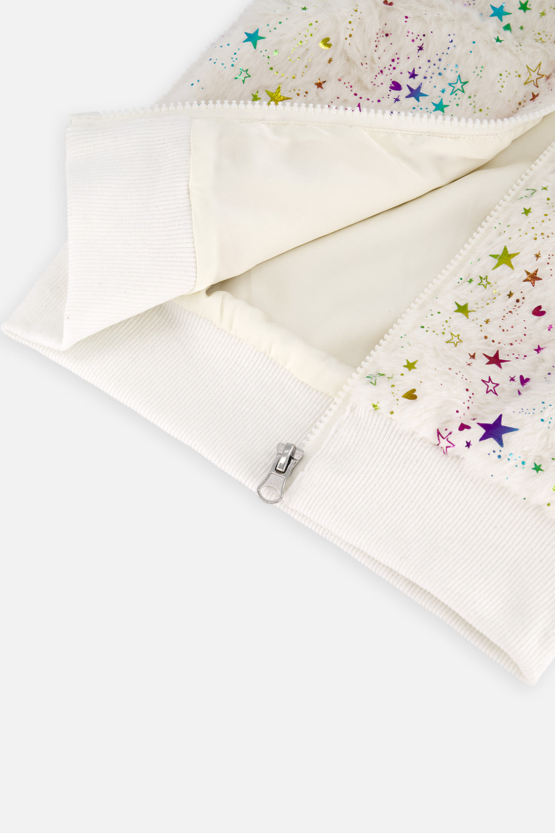 Faux Fur Sleeveless Vest Multicolored Star - J20M32_2J318