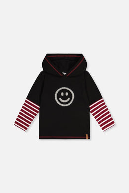 Fake Double Sleeve Hooded Shirt Royal Blue And Red - J20M72_04990