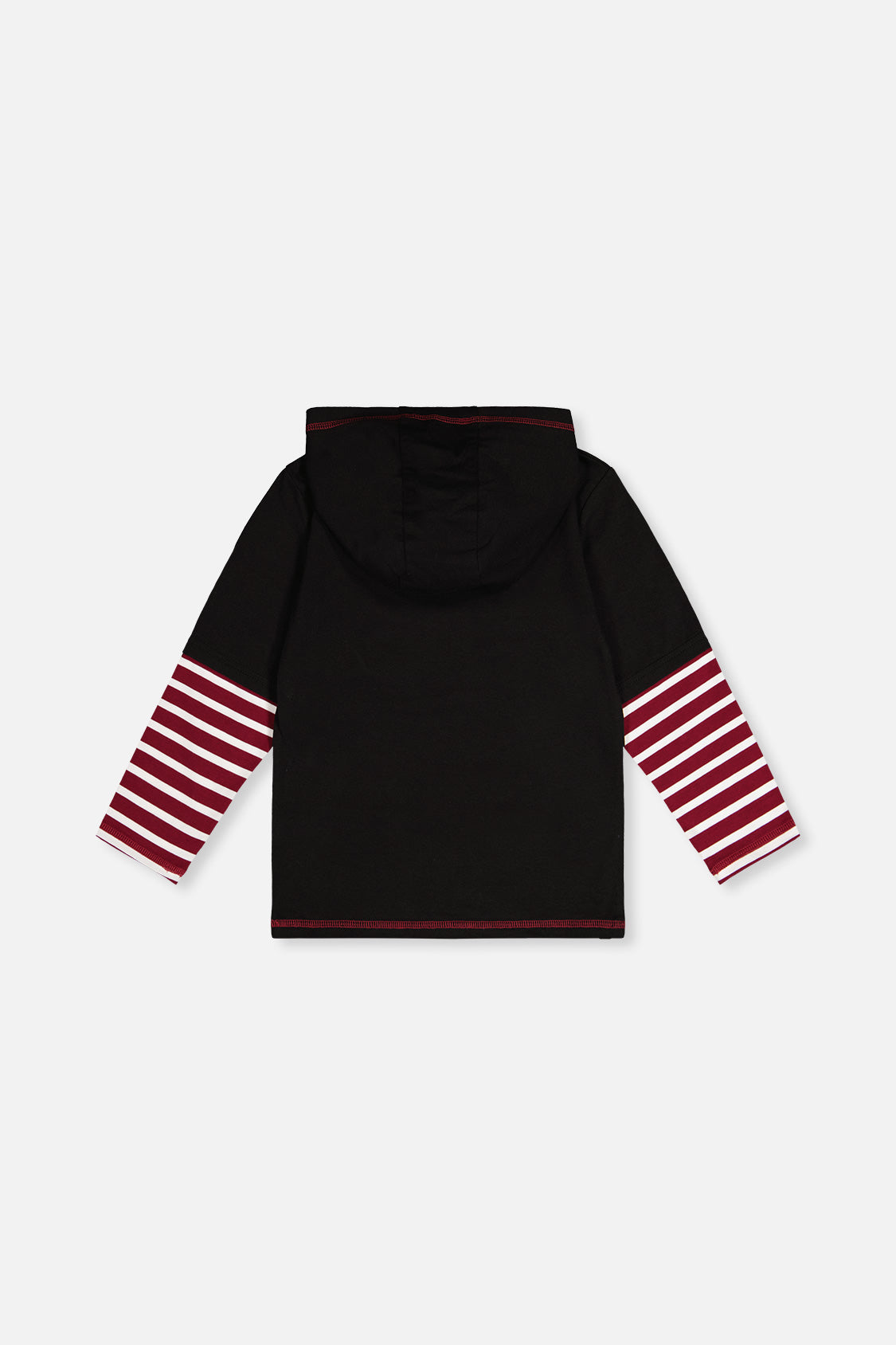 Fake Double Sleeve Hooded Shirt Royal Blue And Red - J20M72_04990