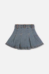 Pleated Skirt Navy Blue Denim - J20M80_01230