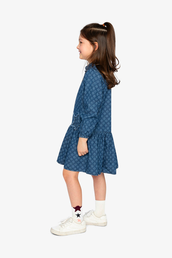 Shirt Dress Blue Smiley Print - J20M85_2J315