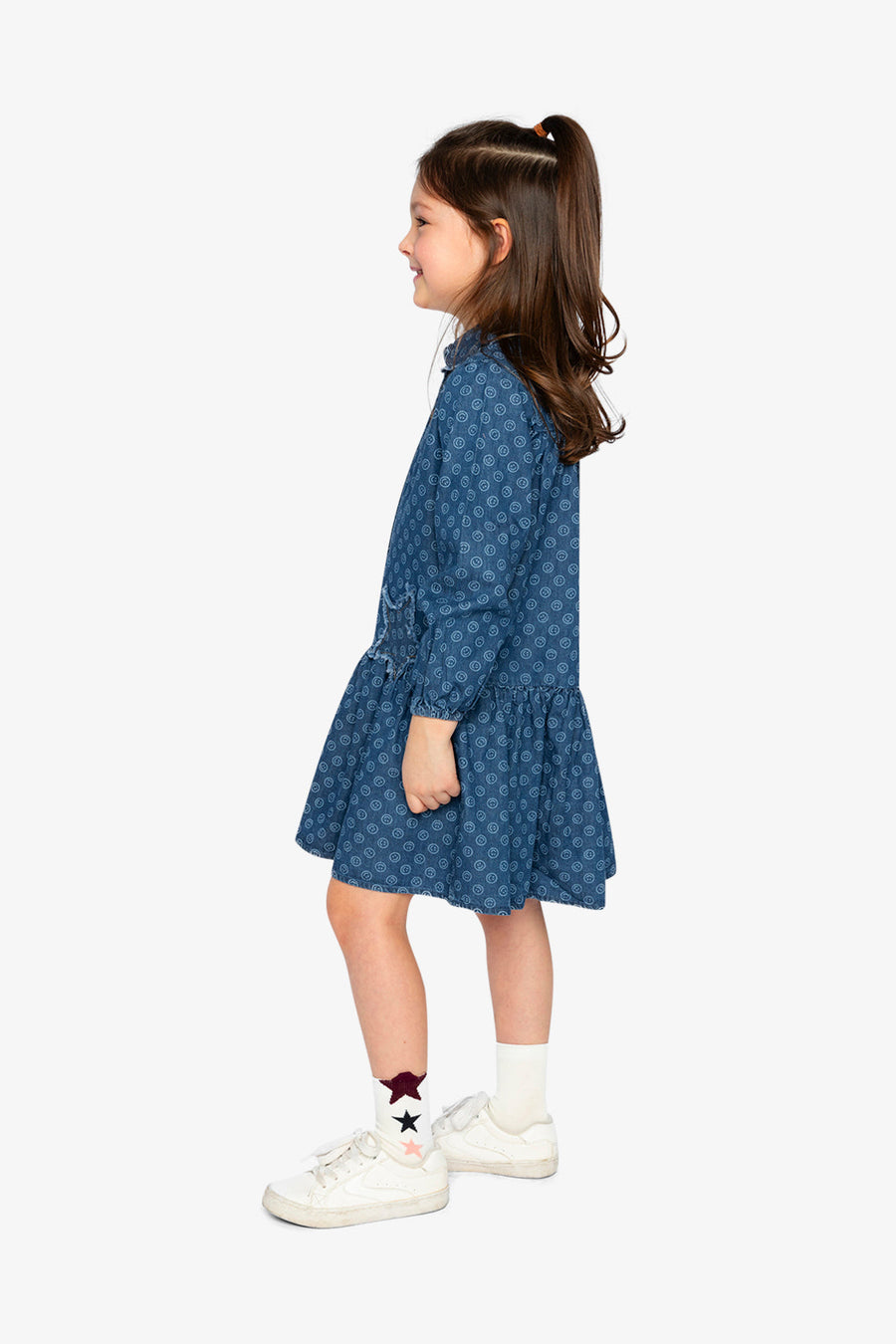 Shirt Dress Blue Smiley Print - J20M85_2J315