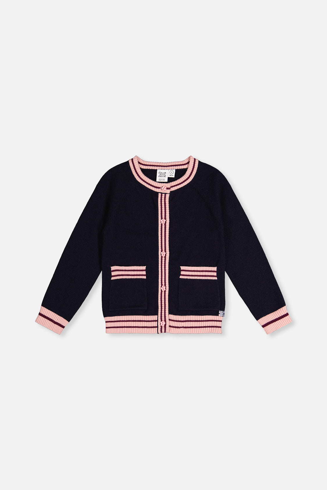 Knitted Cardigan Royal Blue And Pink - J20MT30_04990