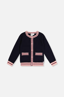 Knitted Cardigan Royal Blue And Pink - J20MT30_04990