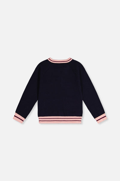 Knitted Cardigan Royal Blue And Pink - J20MT30_04990