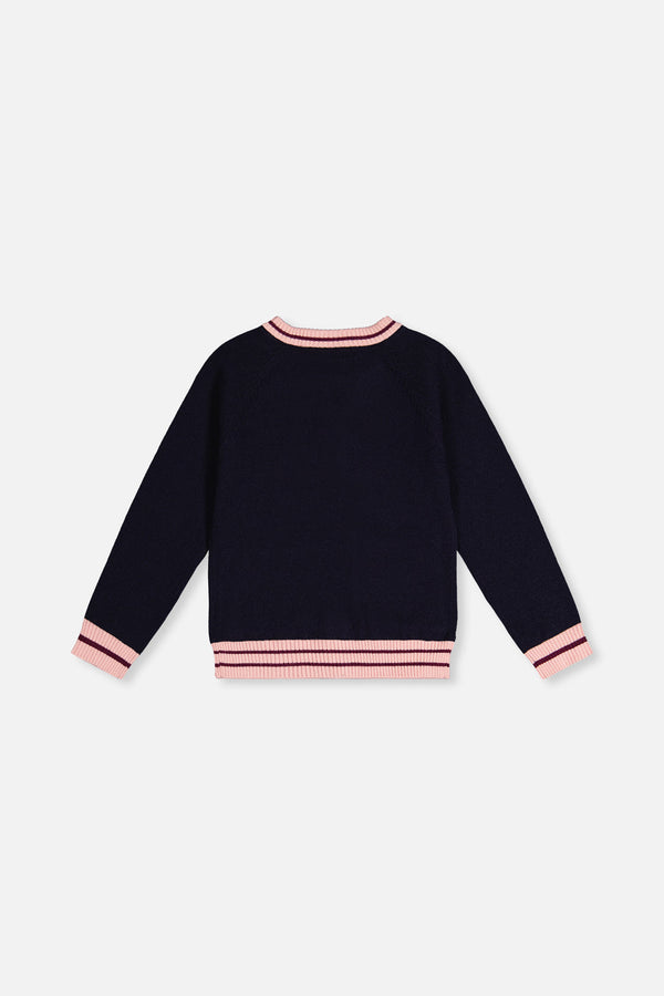 Knitted Cardigan Royal Blue And Pink - J20MT30_04990