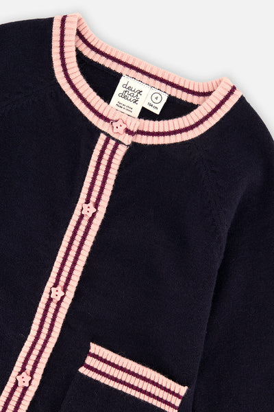Knitted Cardigan Royal Blue And Pink - J20MT30_04990