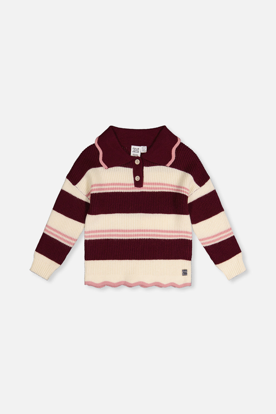 Scalloped Collar Sweater Red And White Stripes - J20MT31_2J319