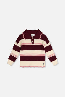 Scalloped Collar Sweater Red And White Stripes - J20MT31_2J319