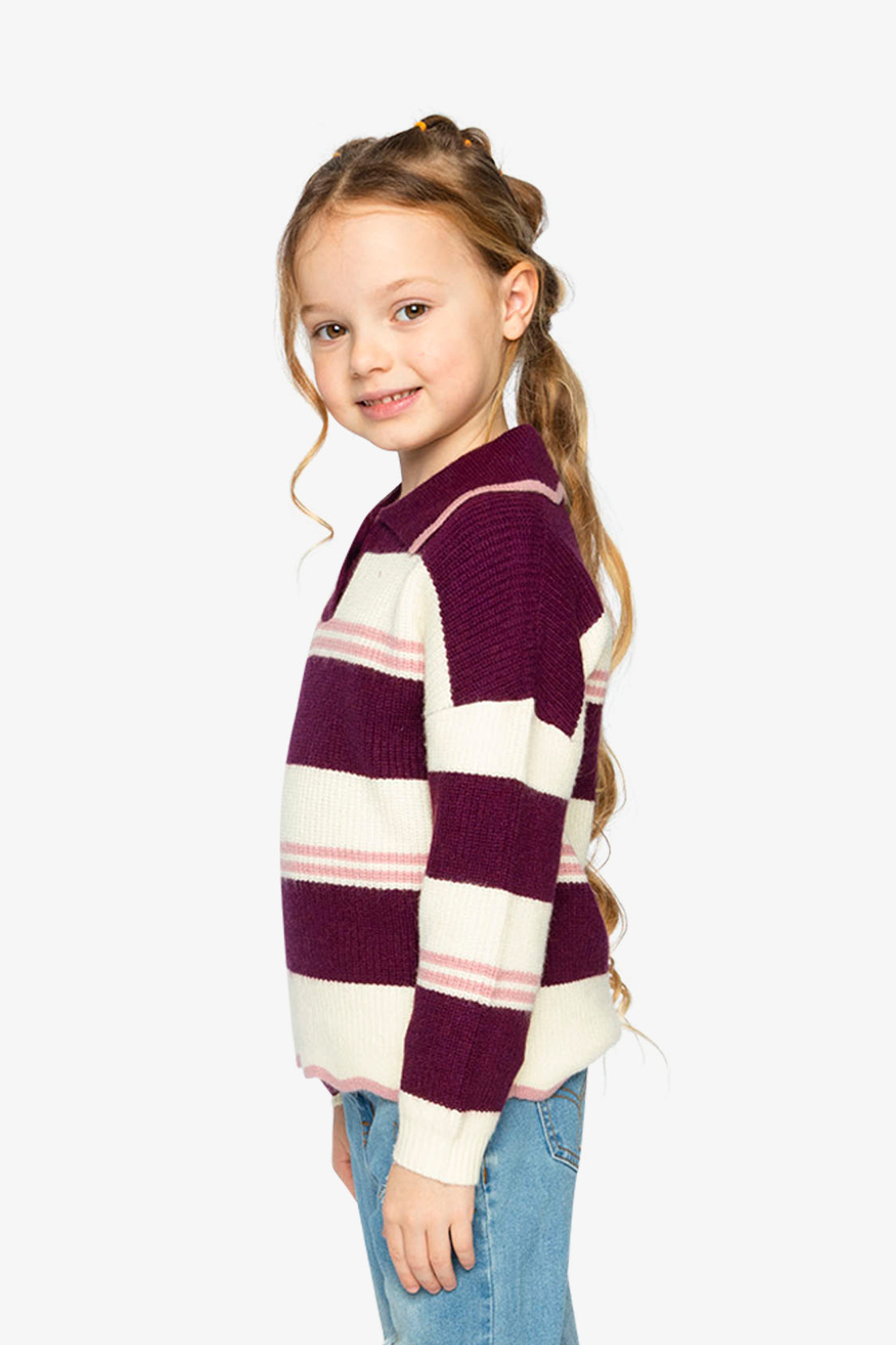Scalloped Collar Sweater Red And White Stripes - J20MT31_2J319