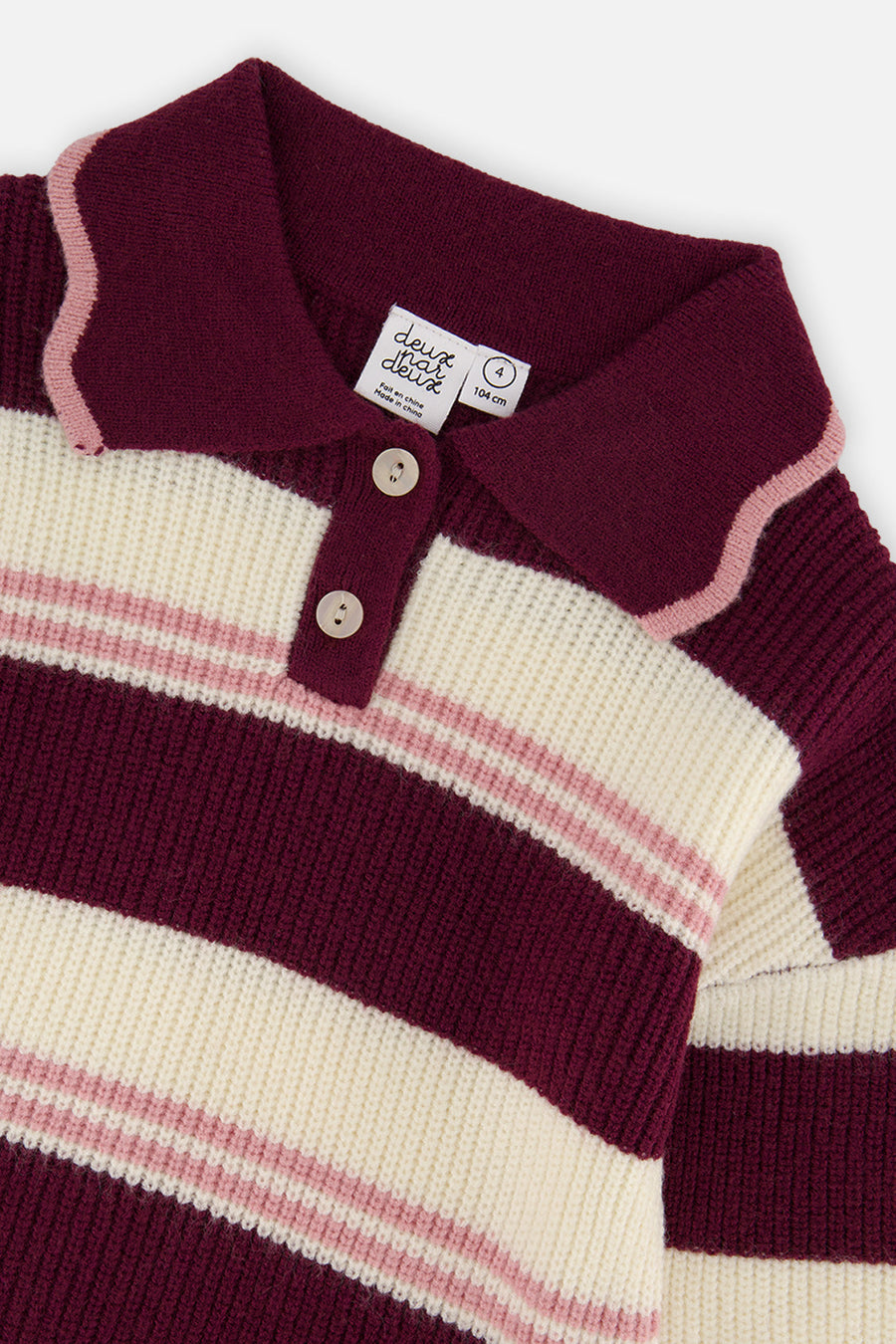 Scalloped Collar Sweater Red And White Stripes - J20MT31_2J319