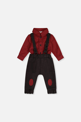 Baby Top & Pants Set Black And Red Houndstooth - J20OB10_2J313