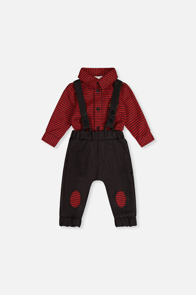Baby Top & Pants Set Black And Red Houndstooth - J20OB10_2J313