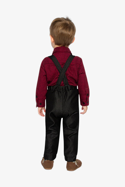 Baby Top & Pants Set Black And Red Houndstooth - J20OB10_2J313